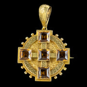 Antique Victorian Scottish Cairngorm Pendant Brooch 18ct Gold