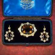 Antique Victorian Scottish Cairngorm Suite 18ct Gold Circa 1870 Boxed