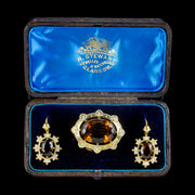 Antique Victorian Scottish Cairngorm Suite 18ct Gold Circa 1870 Boxed
