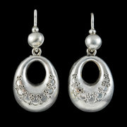 Antique Victorian Silver Etruscan Revival Earrings Circa 1860 front