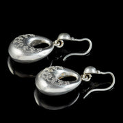 Antique Victorian Silver Etruscan Revival Earrings Circa 1860 side