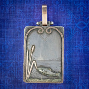 Antique Victorian Silver Fish Locket Pendant Circa 1880