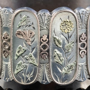 Antique Victorian Silver Floral Bangle Circa 1880