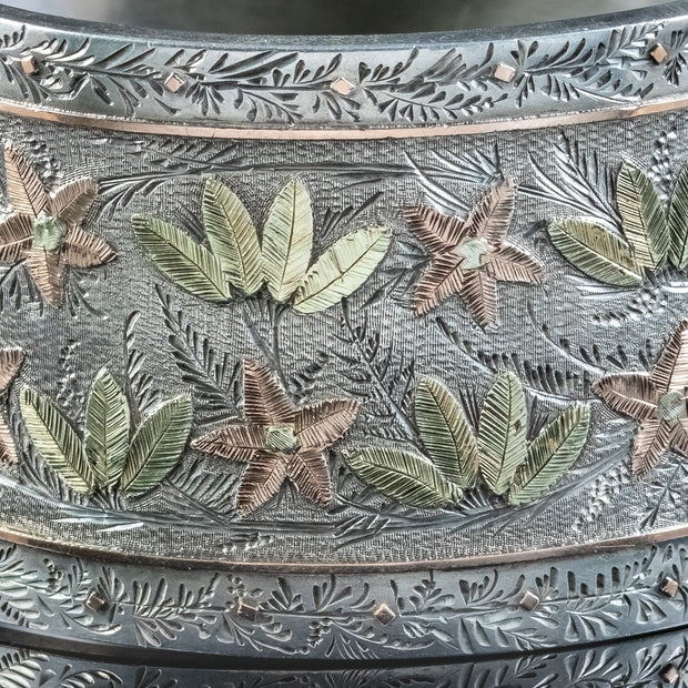 Antique Victorian Silver Floral Cuff Bangle Circa 1880