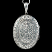Antique Victorian Silver Locket Collar Necklace Circa 1880