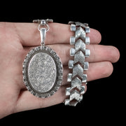 Antique Victorian Silver Locket Collar Necklace Circa 1880