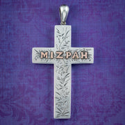 Antique Victorian Silver Mizpah Cross Pendant Dated 1882