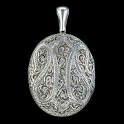 Antique Victorian Sterling Silver Locket Circa 1880 front