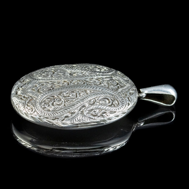 Antique Victorian Sterling Silver Locket Circa 1880 side