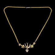 Antique Victorian Swallow Heart Ivy Necklace 9ct Gold top