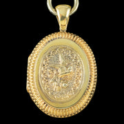 Antique Victorian Swallow Locket And Collar Silver 18ct Gold Gilt