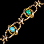 Antique Victorian Turquoise Bracelet 9ct Gold Heart Padlock Circa 1890