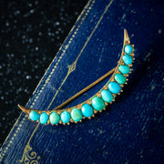 Antique Victorian Turquoise Crescent Moon Brooch 18ct Gold