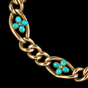 Antique Victorian Turquoise Curb Bracelet 15ct Gold Circa 1890