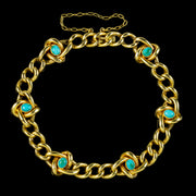 Antique Victorian Turquoise Curb Bracelet 15ct Gold 