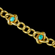Antique Victorian Turquoise Curb Bracelet 15ct Gold 