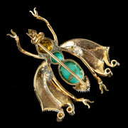 Antique Victorian Turquoise Diamond Enamel Insect Brooch Circa 1900