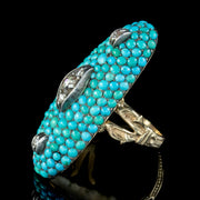 Antique Victorian Turquoise Diamond Navette Ring