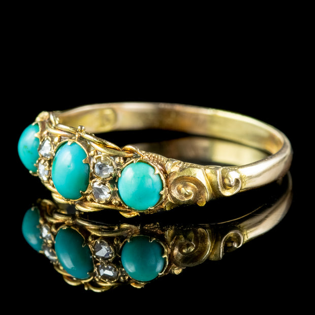 Antique Victorian Turquoise Diamond Ring 