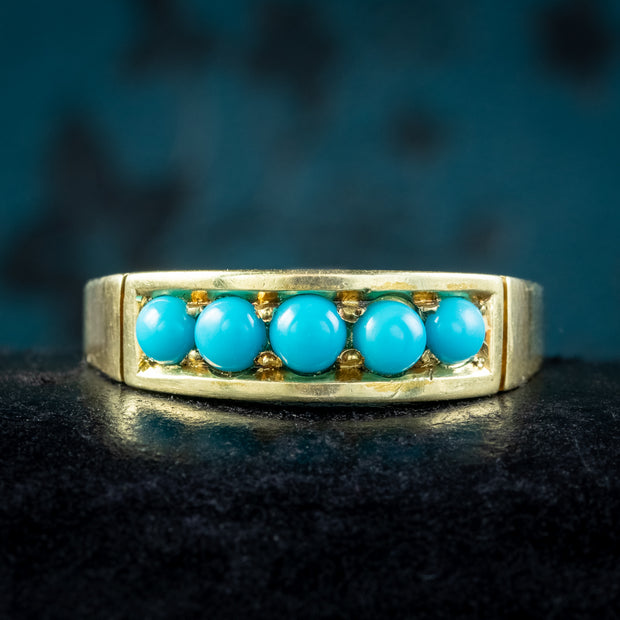 Antique Victorian Turquoise Five Stone Ring Dated 1879