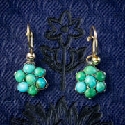 Antique Victorian Turquoise Forget Me Not Earrings 15ct Gold