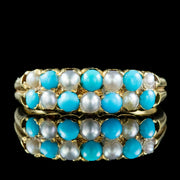 Antique Victorian Turquoise Pearl Checkerboard Ring