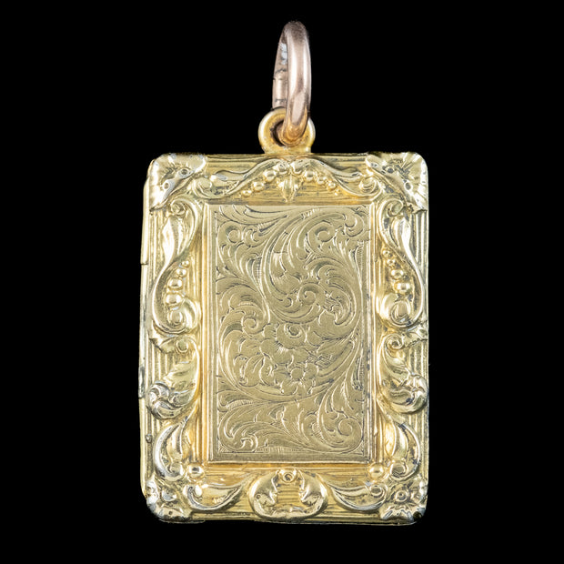 Antique Victorian Vinaigrette Book Locket Silver 15ct Gold Gilt