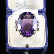 Antique Art Deco Amethyst Diamond Ring 18Ct Gold