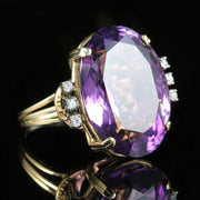 Antique Art Deco Amethyst Diamond Ring 18Ct Gold