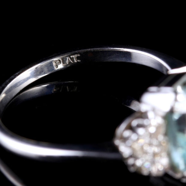 Antique Art Deco Aquamrine And Diamond Ring Circa 1920