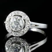 Antique Art Deco Diamond Cluster Ring Platinum Engagement 1.50Ct