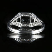 Antique Art Deco Diamond Onyx Ring 18Ct White Gold