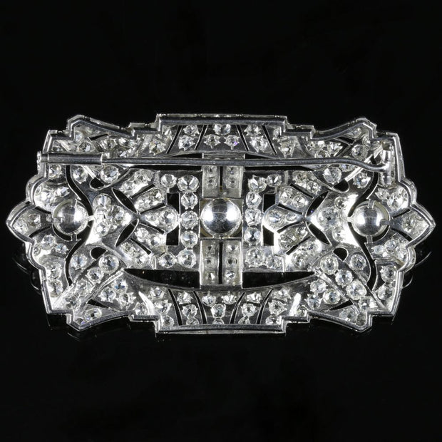 Art Deco Diamond Pearl Brooch 18ct Gold 11ct Of Diamond