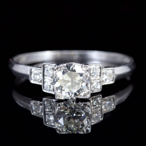 Antique Art Deco Diamond Platinum Engagament Ring Circa 1920