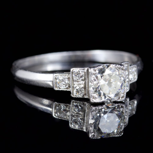 Antique Art Deco Diamond Platinum Engagament Ring Circa 1920