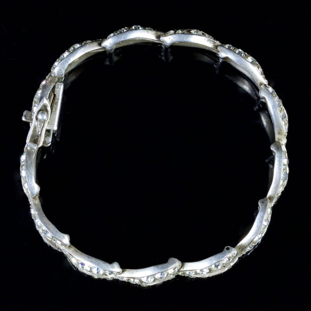 Antique Art Deco French Paste Stone Bracelet Silver Circa 1920