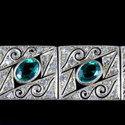 Art Deco Green Paste Bracelet Sterling Silver Circa 1920