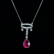 Antique Art Deco Pink Tourmaline Diamond Necklace Platinum Circa 1920