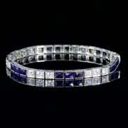 Antique Art Deco Sapphire Diamond Bracelet Gold Platinum Circa 1920