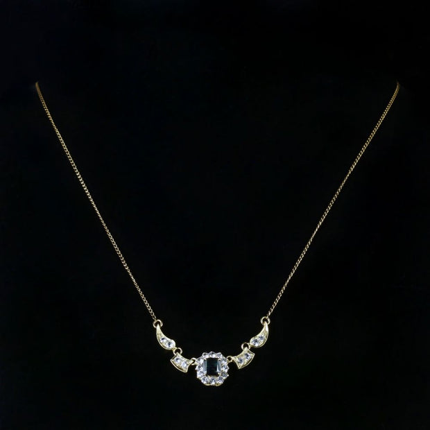 Antique Art Deco Sapphire Necklace 9Ct Gold Circa 1930