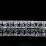 Antique Art Deco Silver Blue White Paste Bracelet Circa 1920