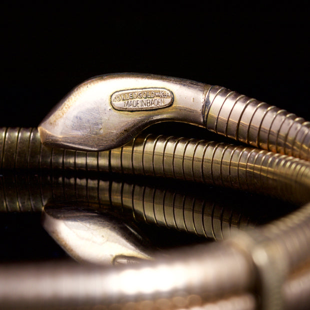 Antique Art Deco Snake Choker Adjustbale 18Ct Gold Gilt Circa 1930
