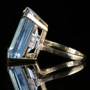 Antique Blue Topaz Diamond Ring 22Ct Blue Topaz 9Ct Gold