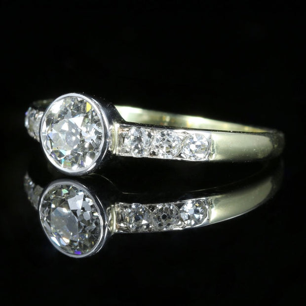 Antique Diamond Solitaire Engagement Ring 14Ct Gold Circa 1920