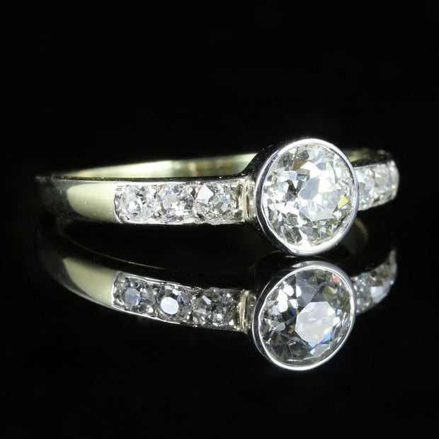 Antique Diamond Solitaire Engagement Ring 14Ct Gold Circa 1920
