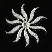 Antique Victorian Diamond Sun Pendant Silver 18ct Gold Circa 1900