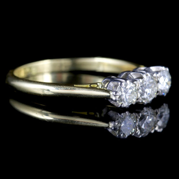 Antique Edwardian 18Ct Gold Platinum Diamond Trilogy Ring Circa 1910