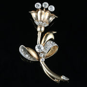 Vintage Diamond Flower Spray Brooch 18ct Gold 3ct Of Diamond