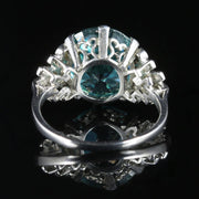 Antique Edwardian Blue Zircon Diamond Ring Platinum 8Ct Zircon Circa 1915
