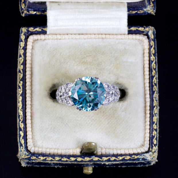 Antique Edwardian Blue Zircon Spinel Ring 18Ct Circa 1914